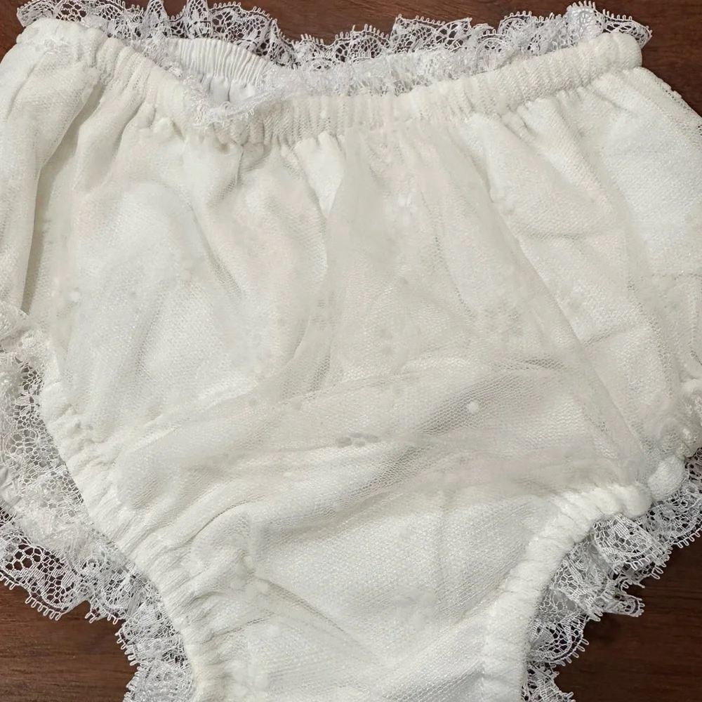 Abel and Lula Lace Diaper Covers Ivory Embroyered Lace Size 24m
